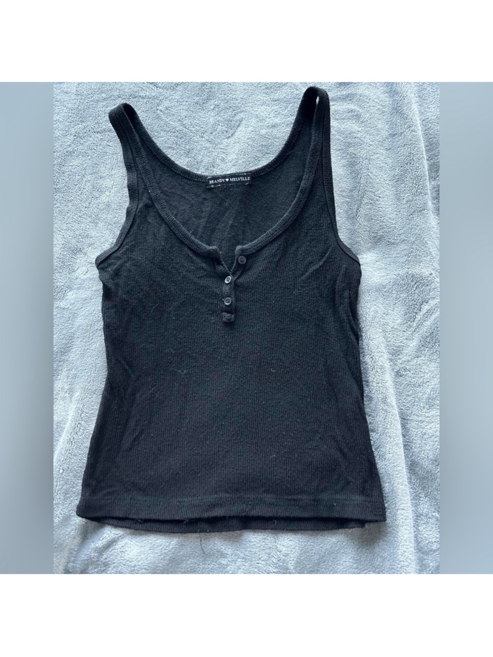Brandy Melville Black Buttoned Tank Top
